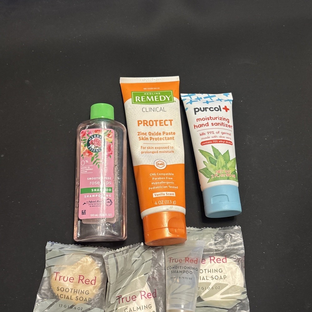 Travel Toiletries Lot Herbal Essences Remedy Zinc Purcol True Red Soap Shampoo